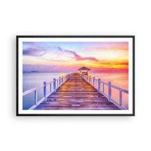 Poszter fehér keretben - Az est lilás-arany csendje - 91x61 cm