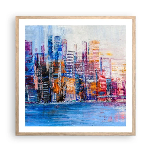 Poszter világos tölgy keretben - Egy vidám metropolisz - 60x60 cm