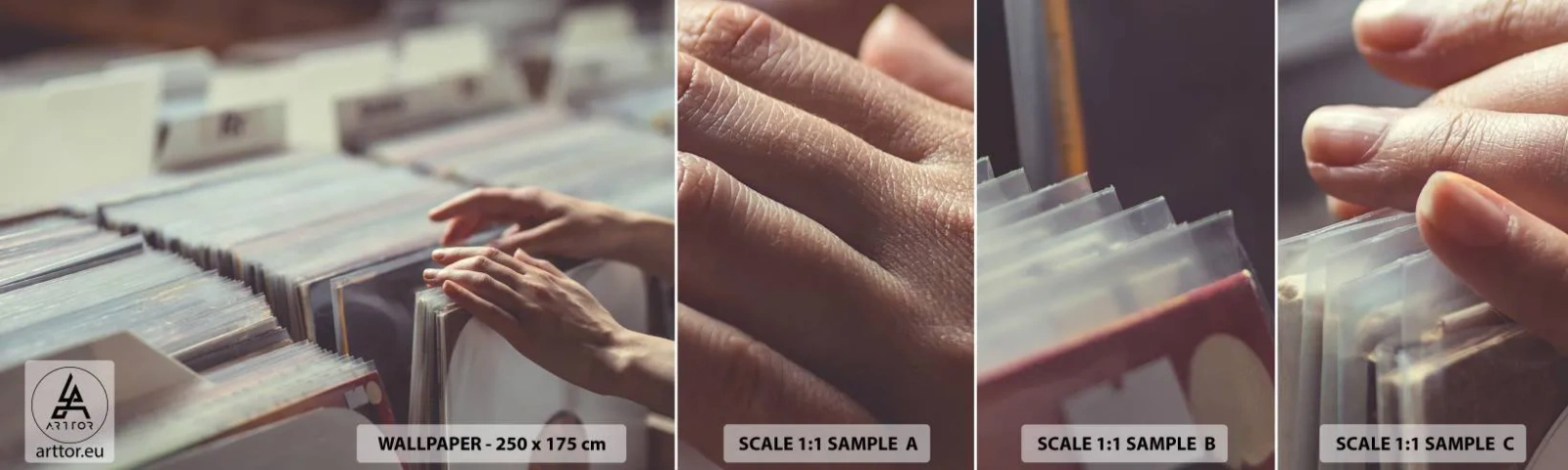 Fotótapéta Minta Öntapadós Deluxe Sticker - Érzelmeket keresése - Vinyl, Zene, Zenebolt - 100x30 cm