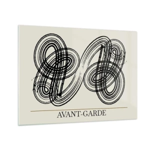 Üveg kép - Fekete avantgárd hurkok és vonalak világos háttéren - 70x50cm - Spontán jött ki - Modern fali dekoráció nappalihoz és hálószobához ARTTOR