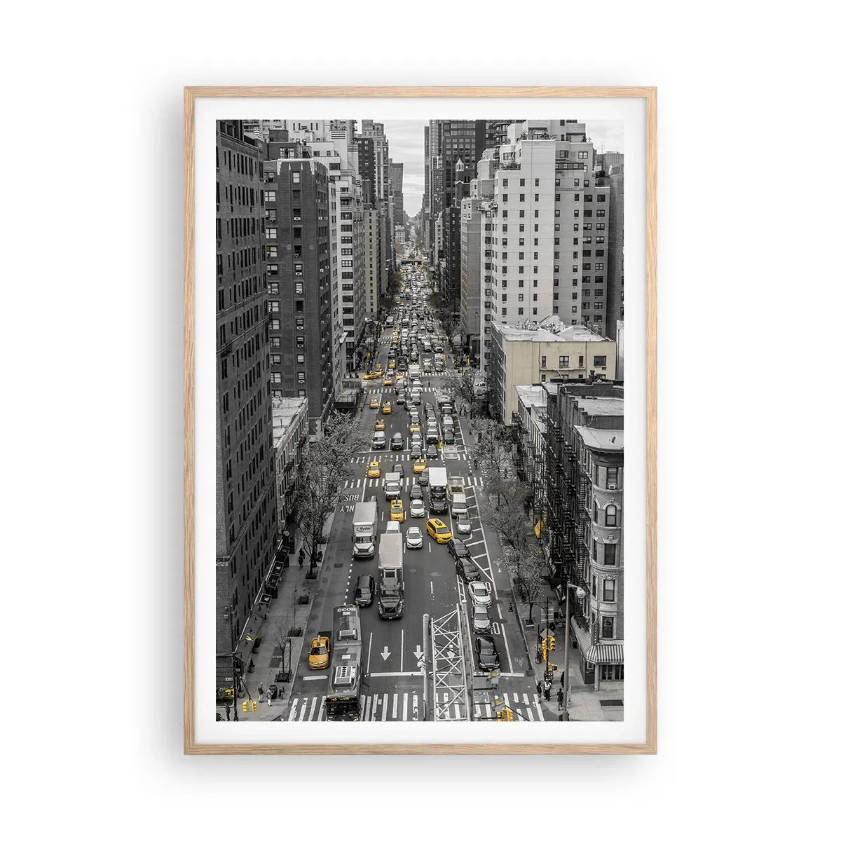 Poszter világos tölgy keretben - New York élete - 70x100 cm