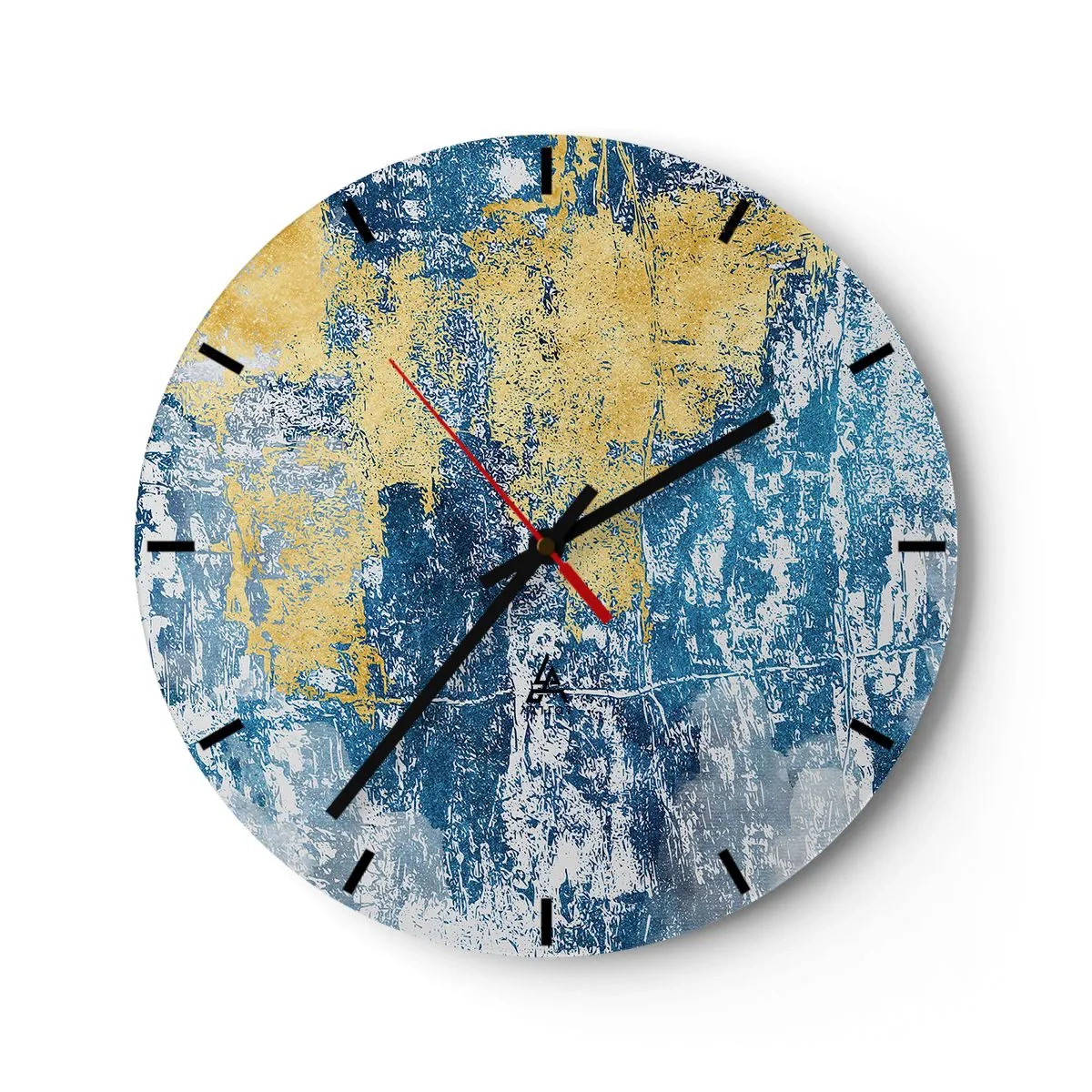 Falióra, Óra - Textúra kék és arany díszítéssel - 30x30cm - Derűs absztrakció - Modern fali dekoráció nappalihoz, konyhához és hálószobához ARTTOR