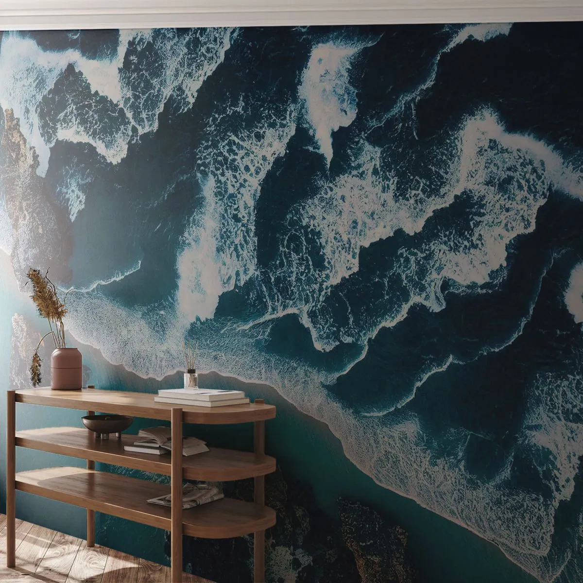 Fotótapéta Premium Sand - Hullámokba burkolózva - Szikla, Tenger, Természet - 450x315 cm