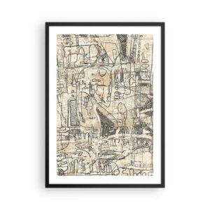 Poszter fehér keretben - Absztrakt geometrikus minta bézs és fekete árnyalatokban - 50x70cm - Dekódolásra vár - Modern fali dekoráció nappalihoz és hálószobához ARTTOR