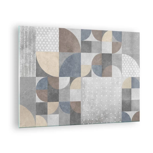 Üveg kép - Absztrakt geometrikus kompozíció különböző formákkal és szürke árnyalatokkal. - 70x50cm - Kerámia fantázia - Modern fali dekoráció nappalihoz és hálószobához ARTTOR