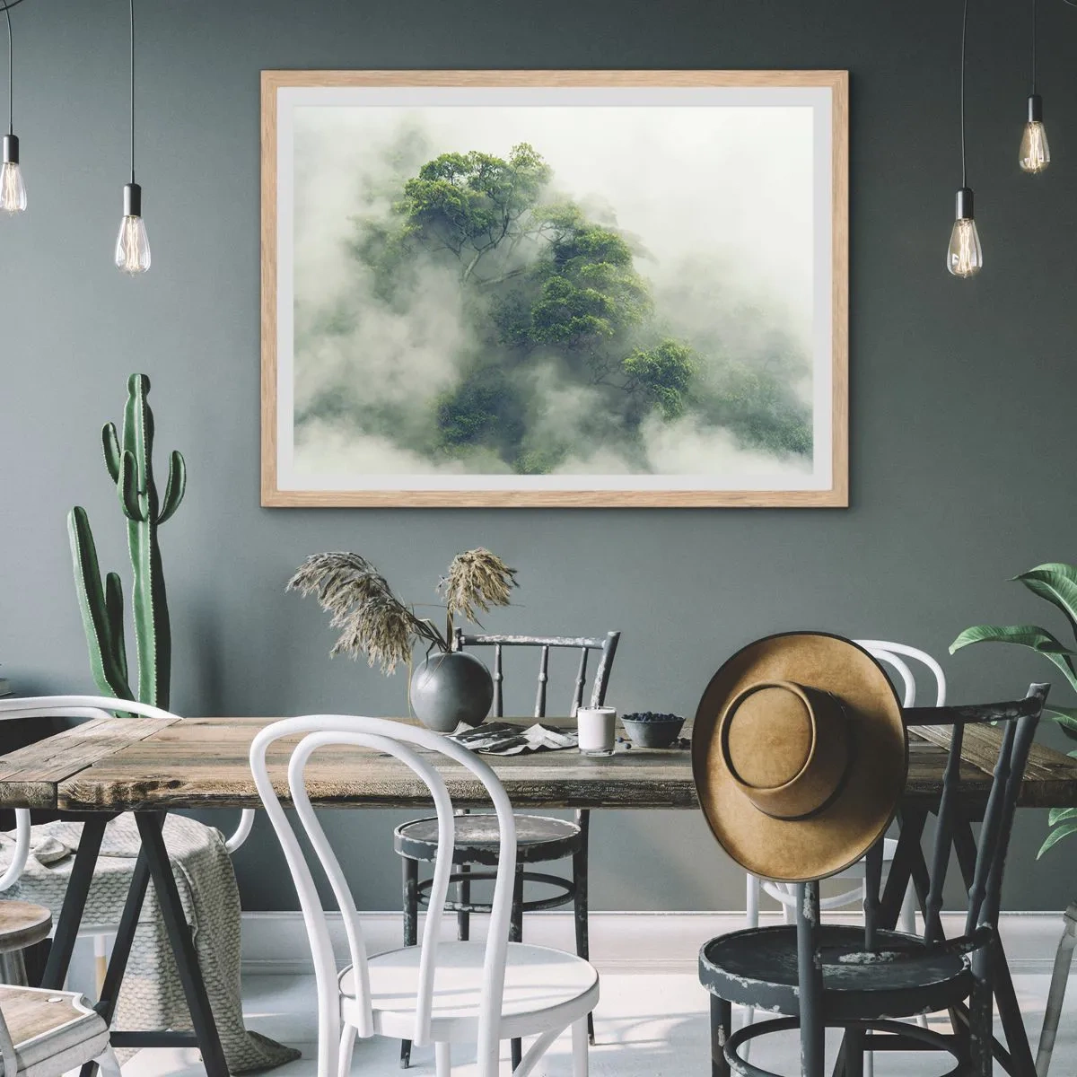 Poszter világos tölgy keretben - Ködbe burkolózva - 91x61 cm