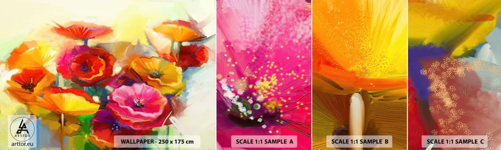 Fotótapéta Minta Öntapadós Deluxe Sticker - Nem csak piros - Virágok, Pipacsok, Kert - 100x30 cm