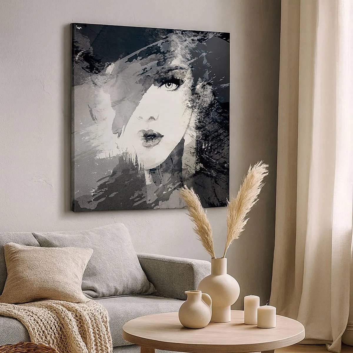 Vászonkép - Szürke fátyol mögül - 30x30 cm