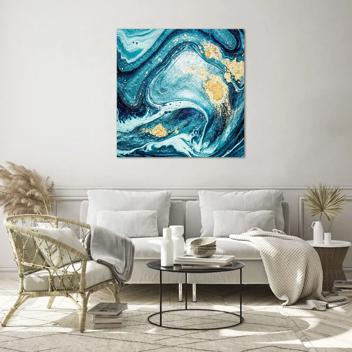 Üveg kép - Kék örvény - 70x70 cm
