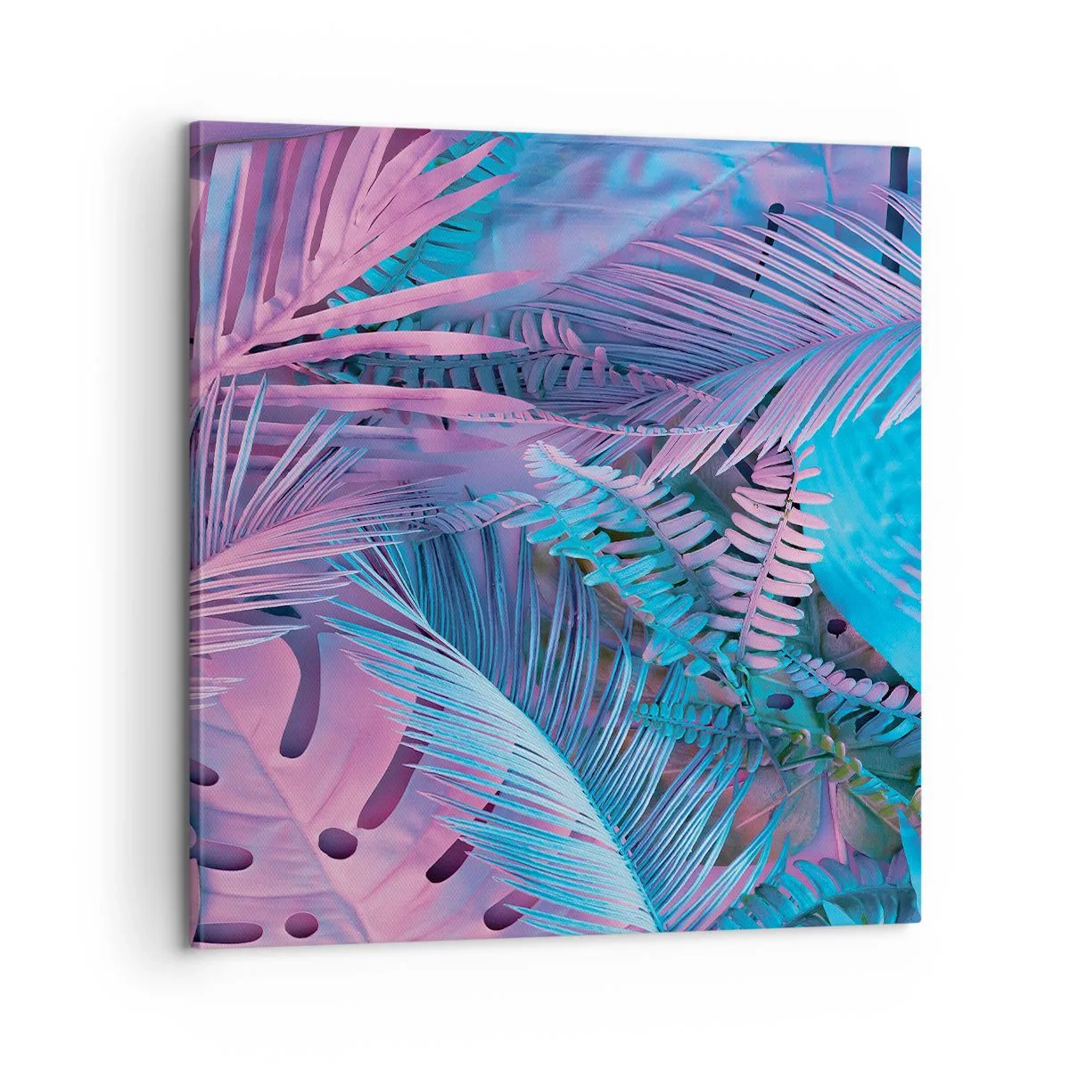 Vászonkép - Trópusok rózsaszínben és kékben - 60x60 cm