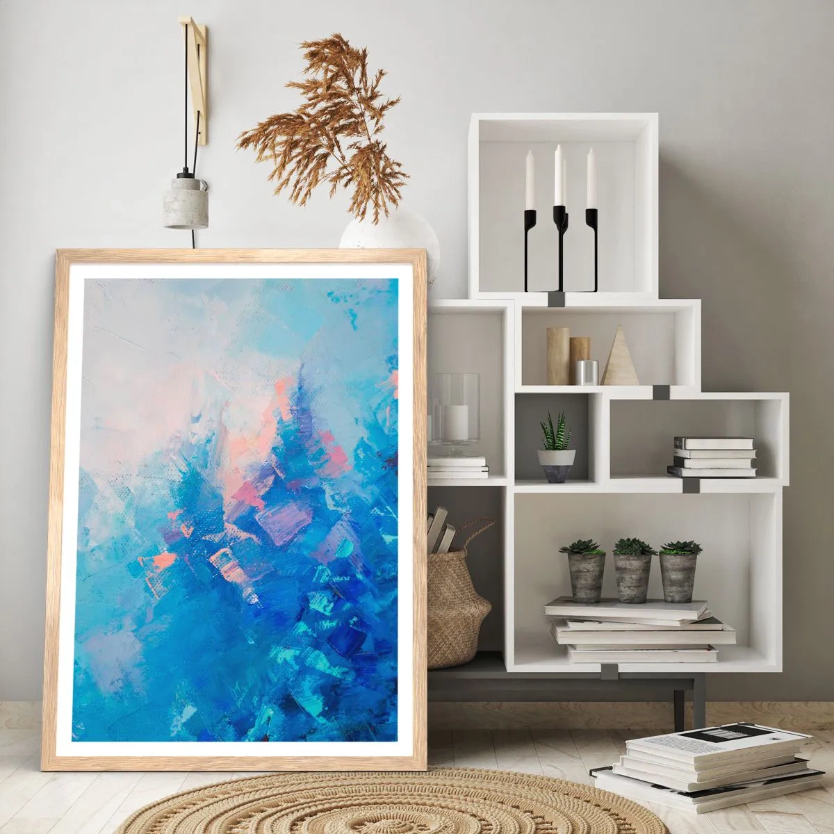 Poszter világos tölgy keretben - Téli absztrakció - 40x50 cm