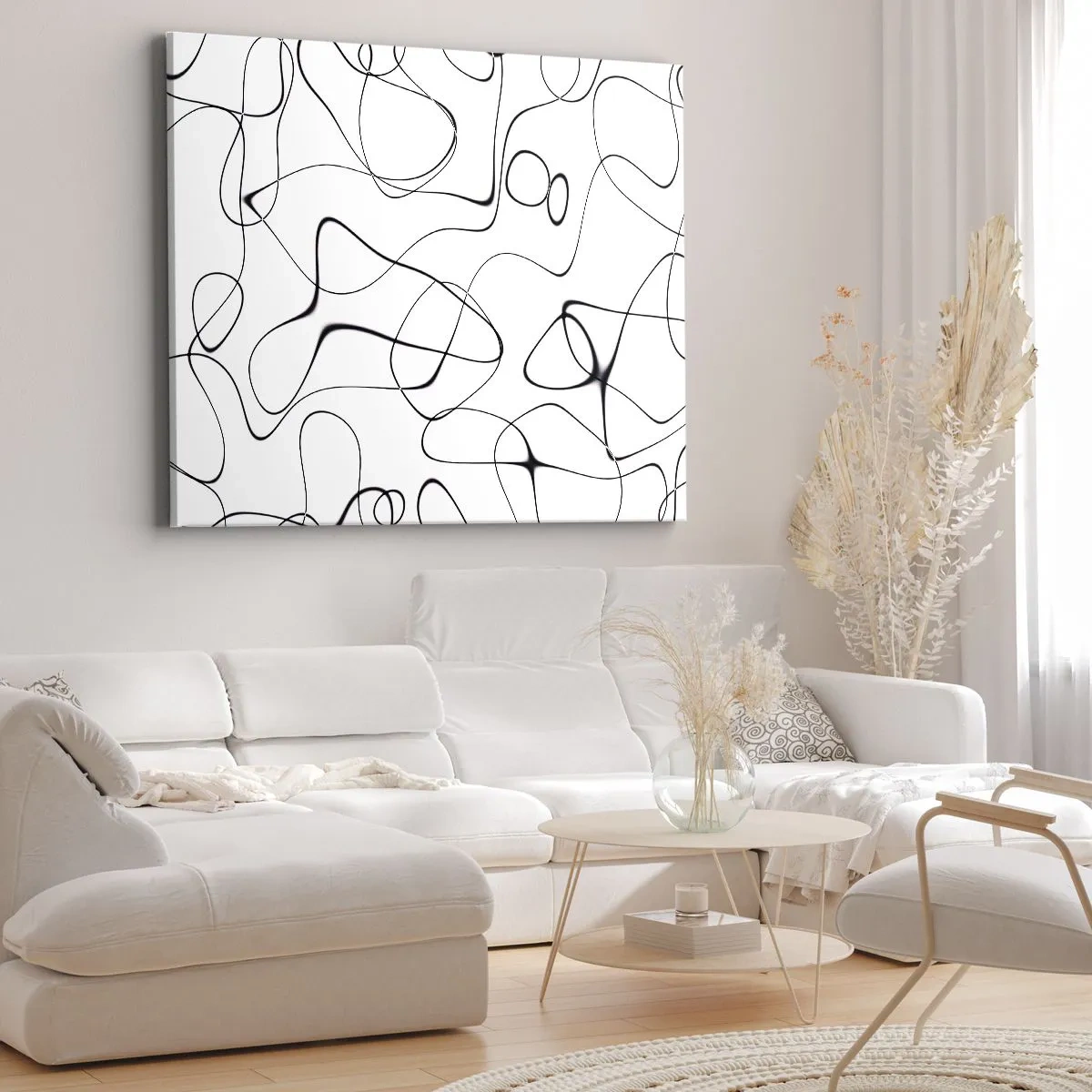 Vászonkép - Absztrakt fekete vonalak fehér alapon minimalista stílusban - 70x50cm - Életutak, sorsok - Modern fali dekoráció nappalihoz és hálószobához ARTTOR