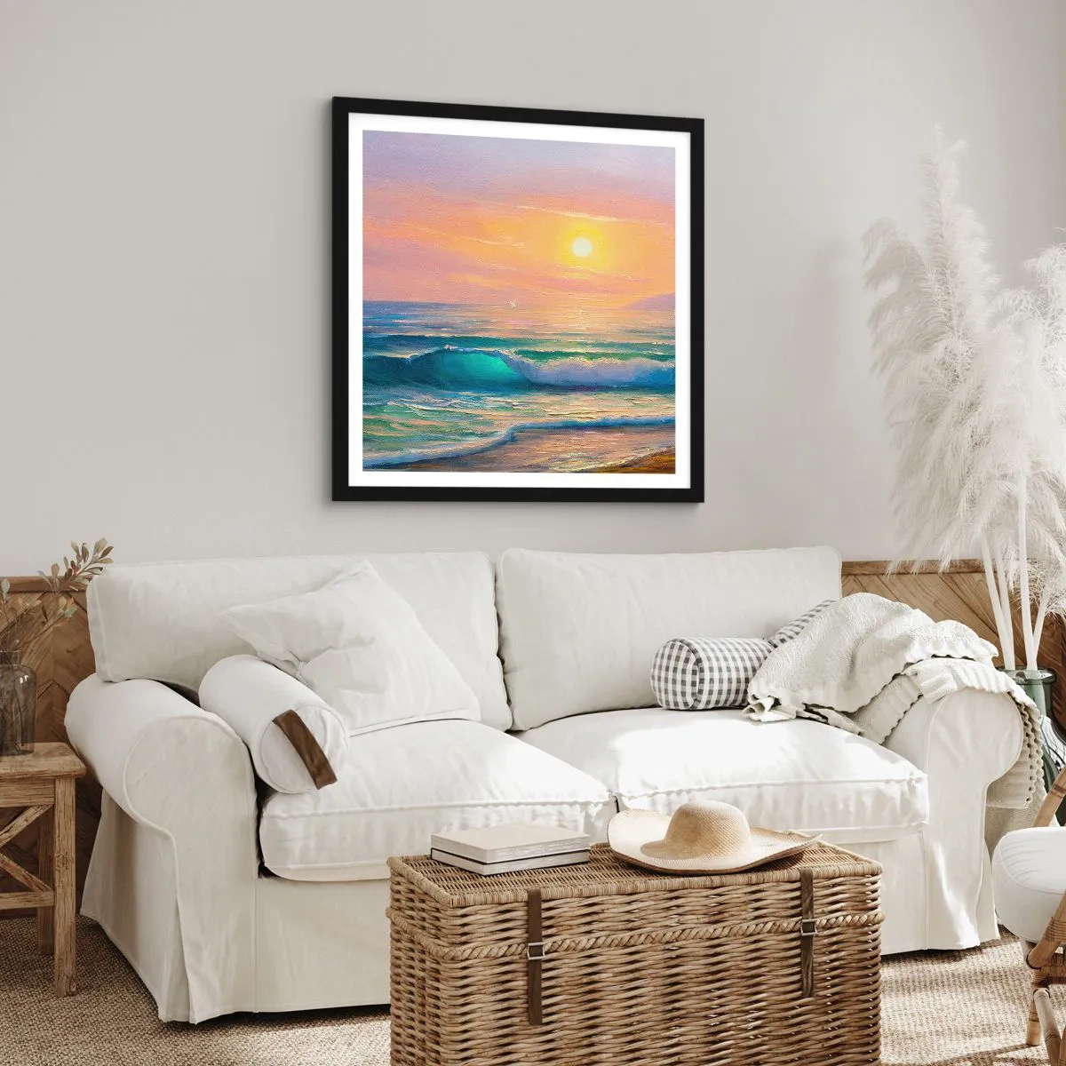 Poszter fehér keretben - A hullámok türkizkék dala - 60x60 cm