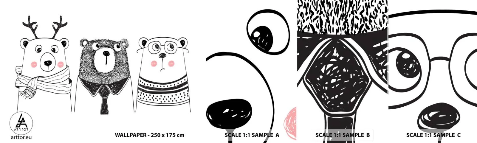 Fotótapéta Minta Öntapadós Deluxe Sticker - Maci, macika és mackó - Gyerekeknek, Medve, Ábra - 100x30 cm