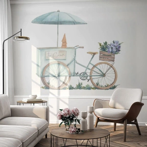 Öntapadós Fotótapéta Deluxe Sticker - A nyár édes emléke - Pasztell, Jégkrém, Kerékpár - 150x105 cm