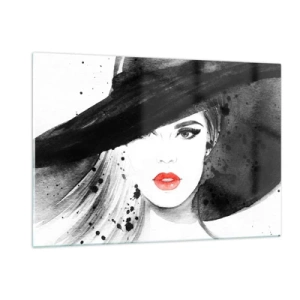 Üveg kép - Hölgy a feketében - 120x80 cm