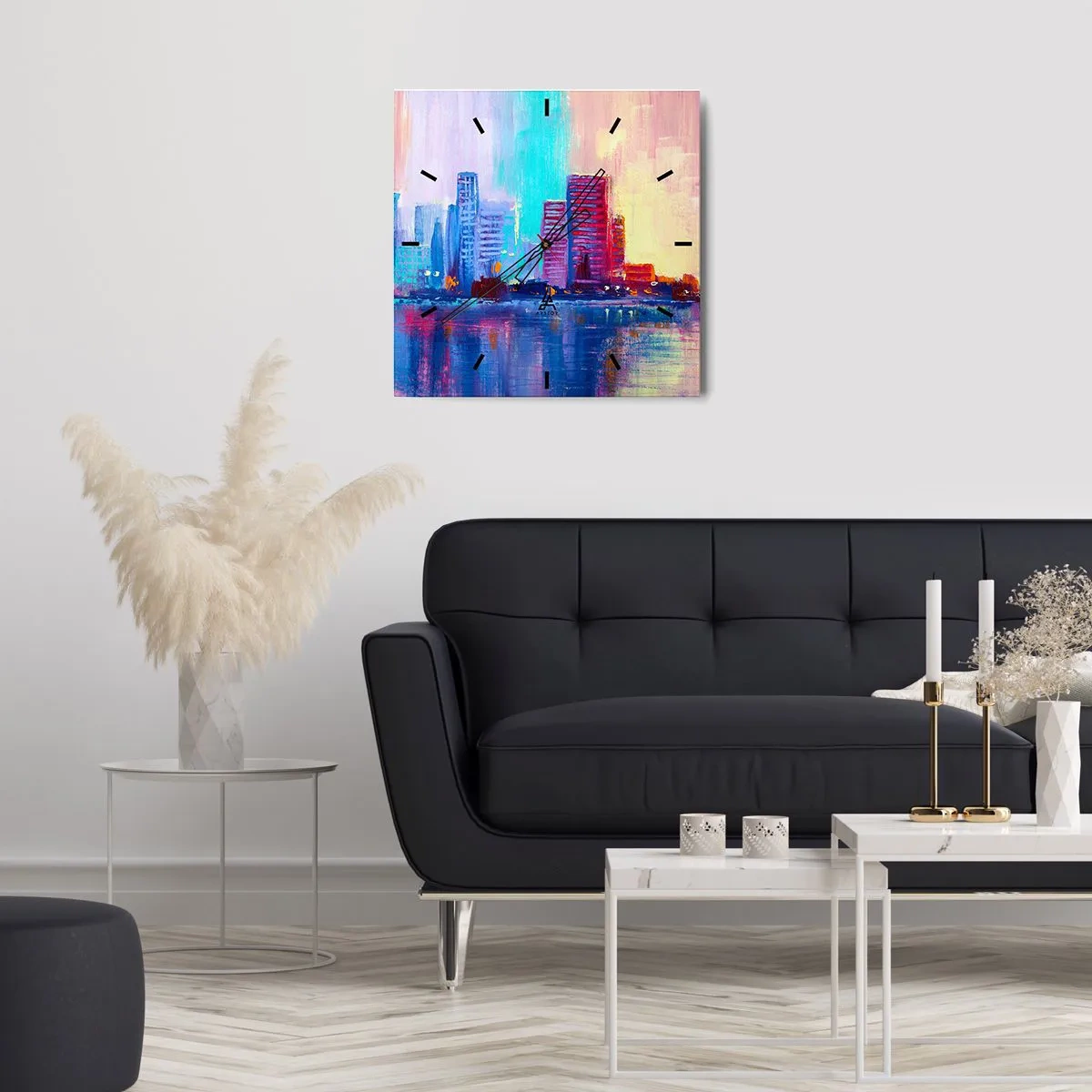 Falióra, Óra - Színekben fürdött - 30x30 cm