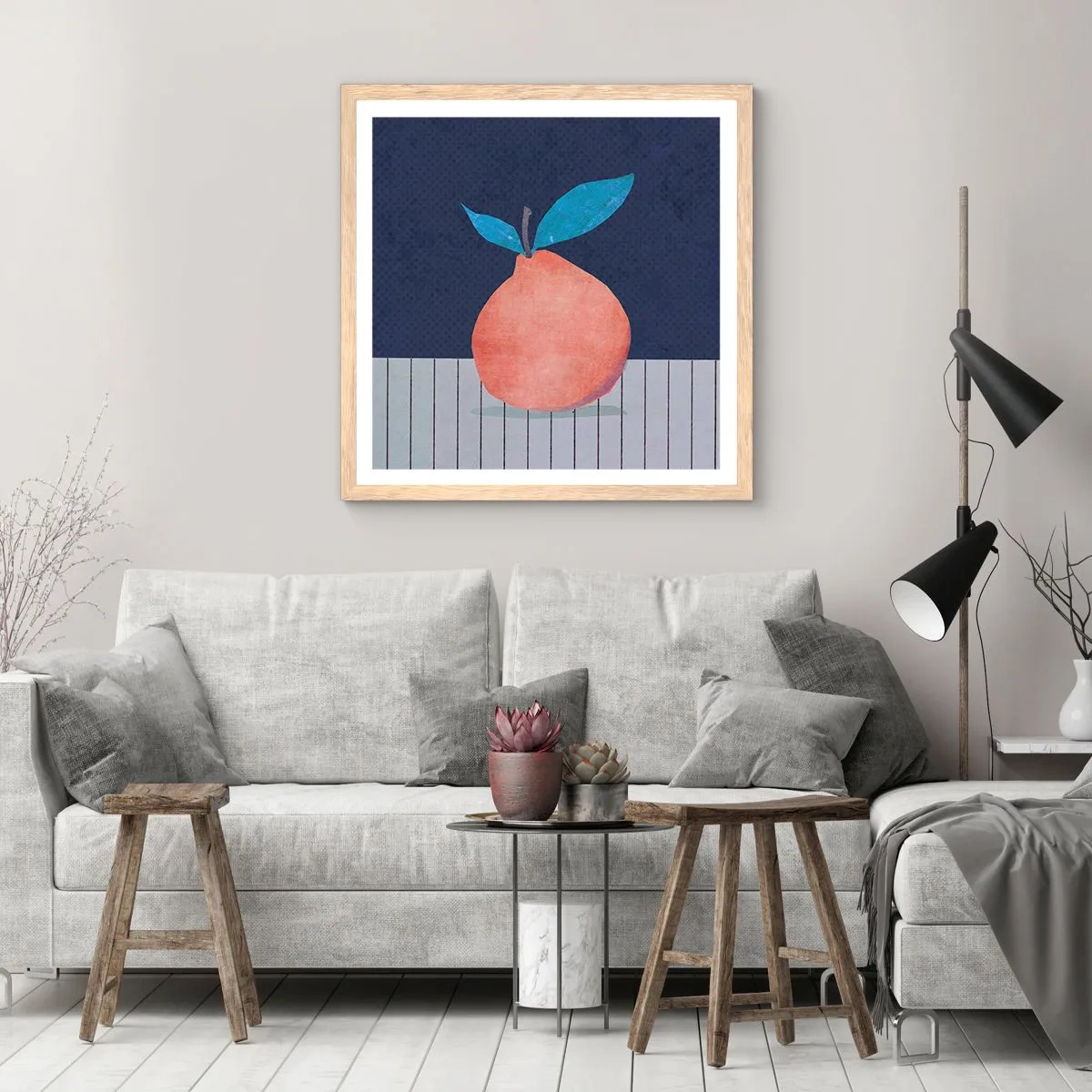 Poszter világos tölgy keretben - Domborúság és sík - 40x40 cm