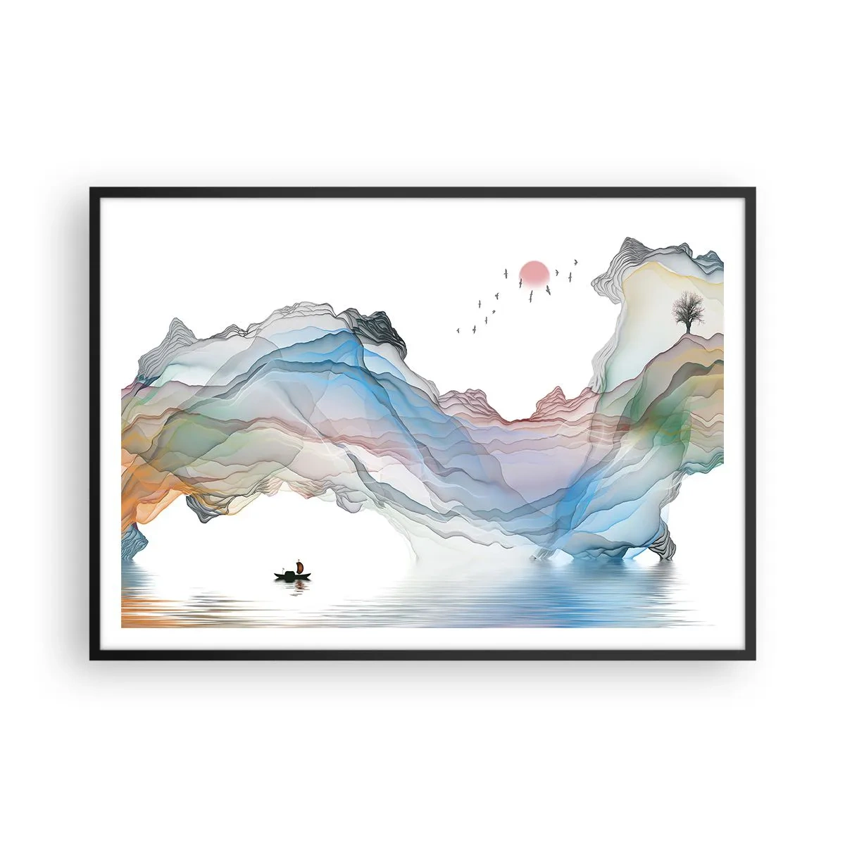Poszter fehér keretben - A kristály hegyek felé - 100x70 cm