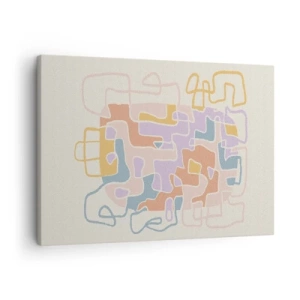 Vászonkép - Pasztell absztrakt vonalak geometrikus mintákat hoznak létre - 70x50cm - Labirintus - egy örömteli kaland - Modern fali dekoráció nappalihoz és hálószobához ARTTOR