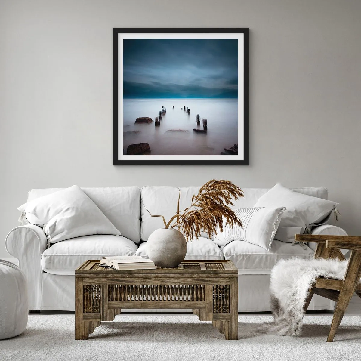 Poszter fehér keretben - Töprengő tó - 60x60 cm