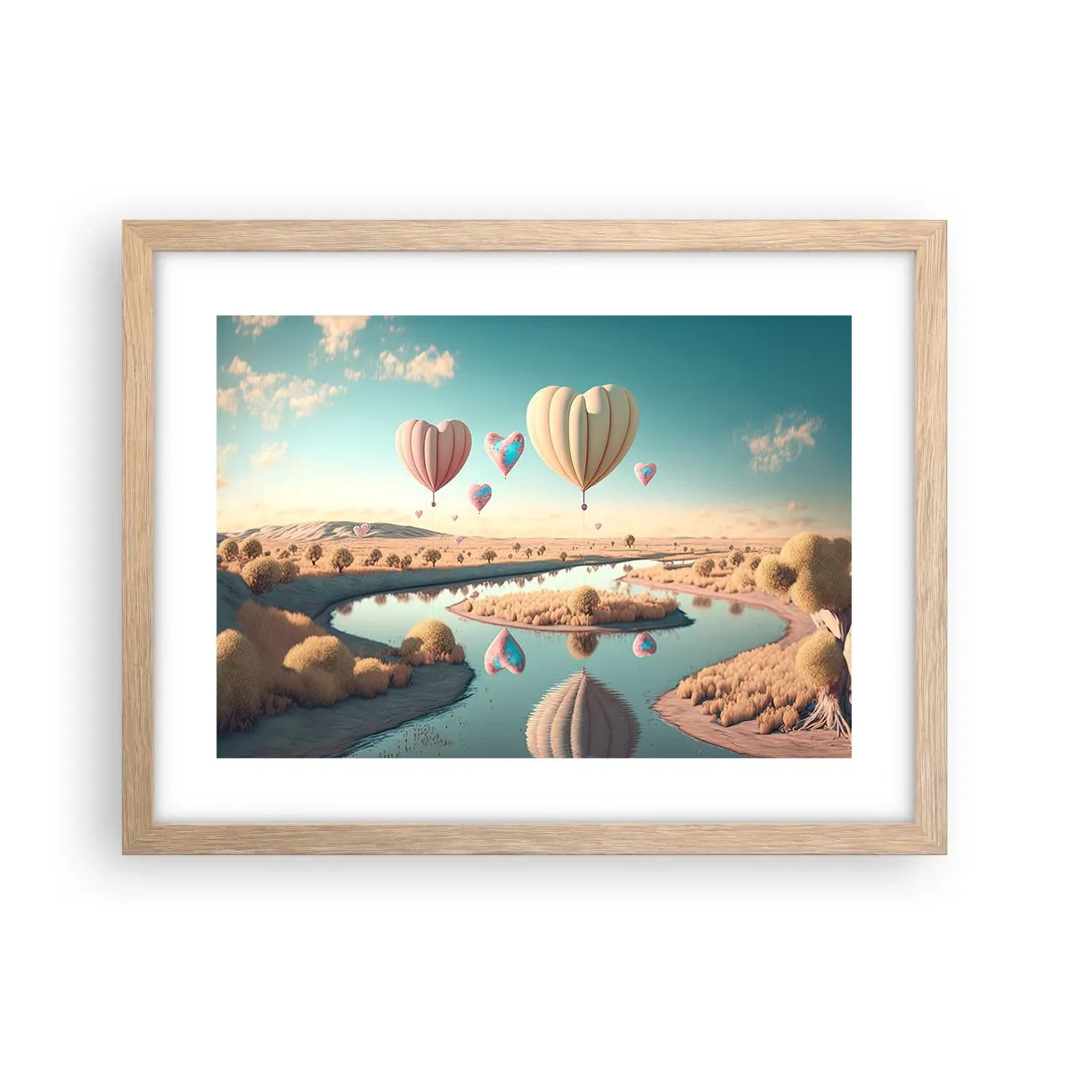 Poszter világos tölgy keretben - A szerelem szárnyalni hagy - 40x30 cm