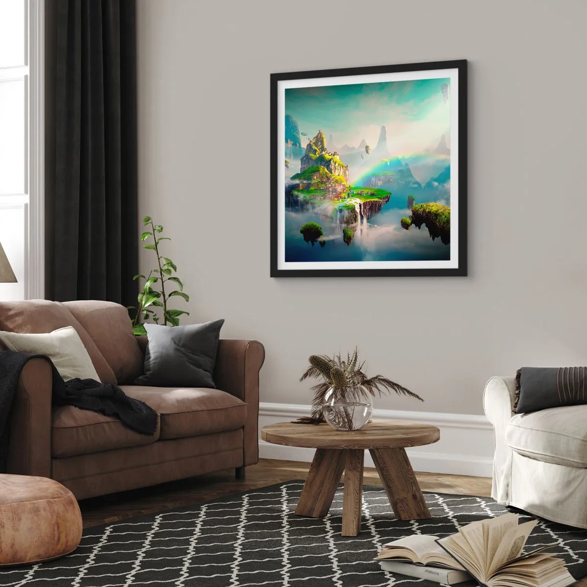 Poszter fehér keretben - Az ég közepén - boldog szigetek - 60x60 cm