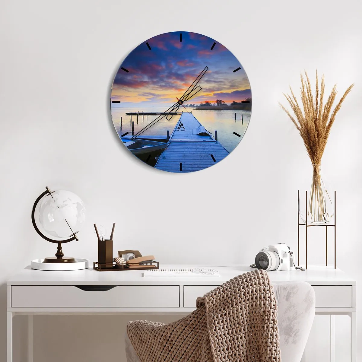 Falióra, Óra - Lila-arany nyugalom - 40x40 cm