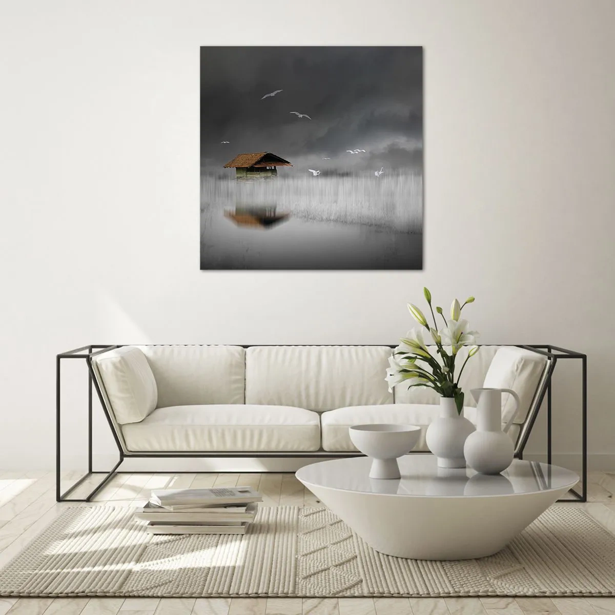 Üveg kép - Menedék az esőtől - 60x60 cm