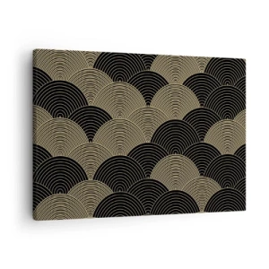 Vászonkép - Art Deco minta félkörökkel és arany vonalakkal - 70x50cm - Egység a sokféleségben - Modern fali dekoráció nappalihoz és hálószobához ARTTOR