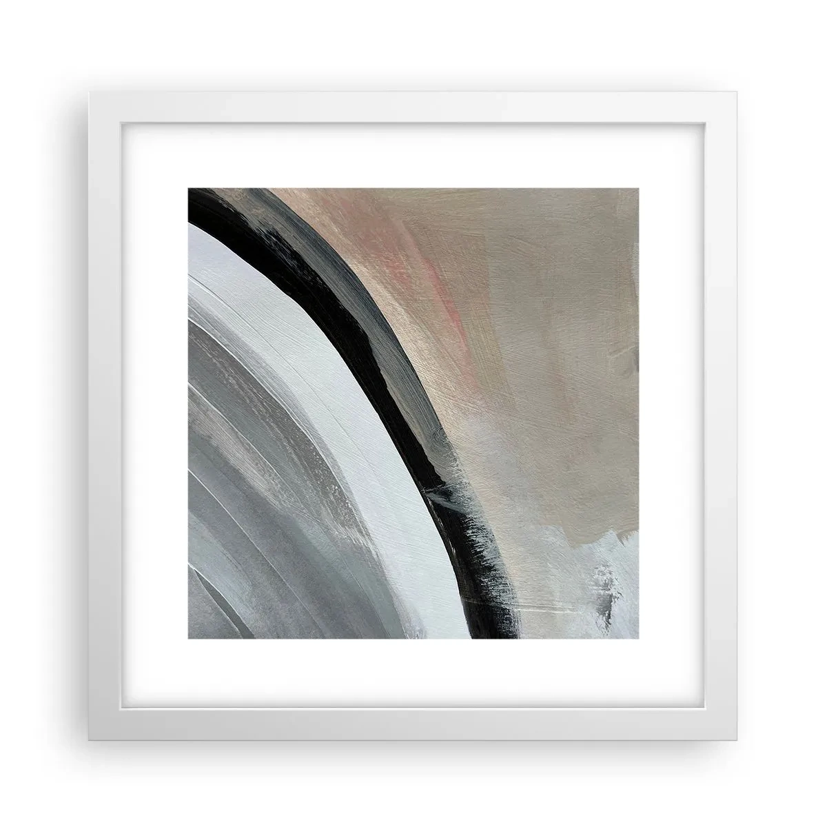 Poszter fekete keretben - Kompozíció: a fekete és szürke íve - 30x30 cm