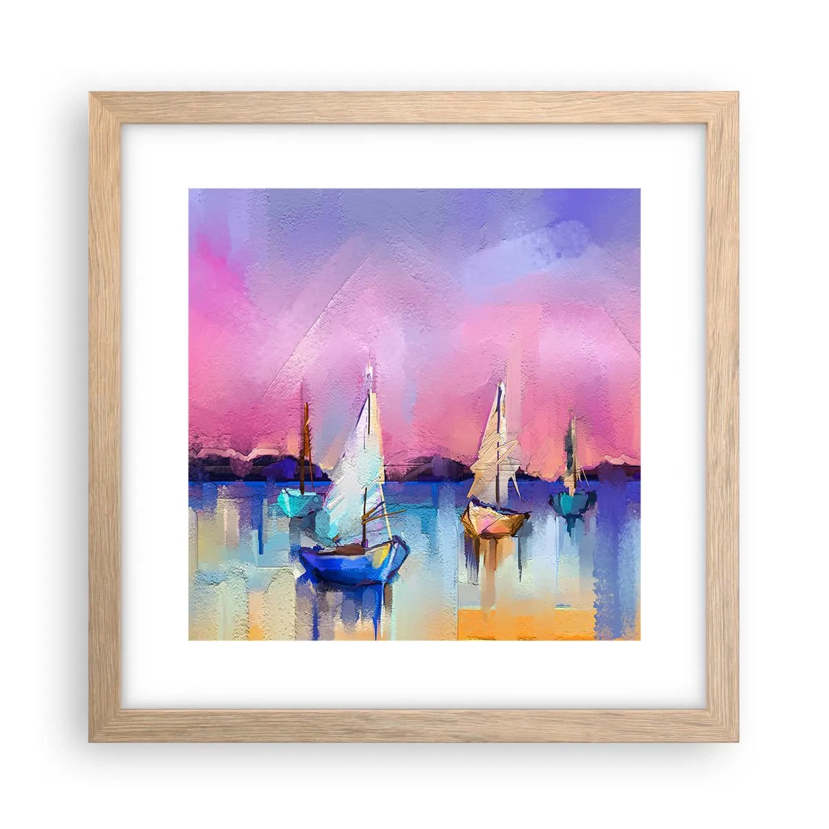 Poszter világos tölgy keretben - Irány: széles vizek - 30x30 cm