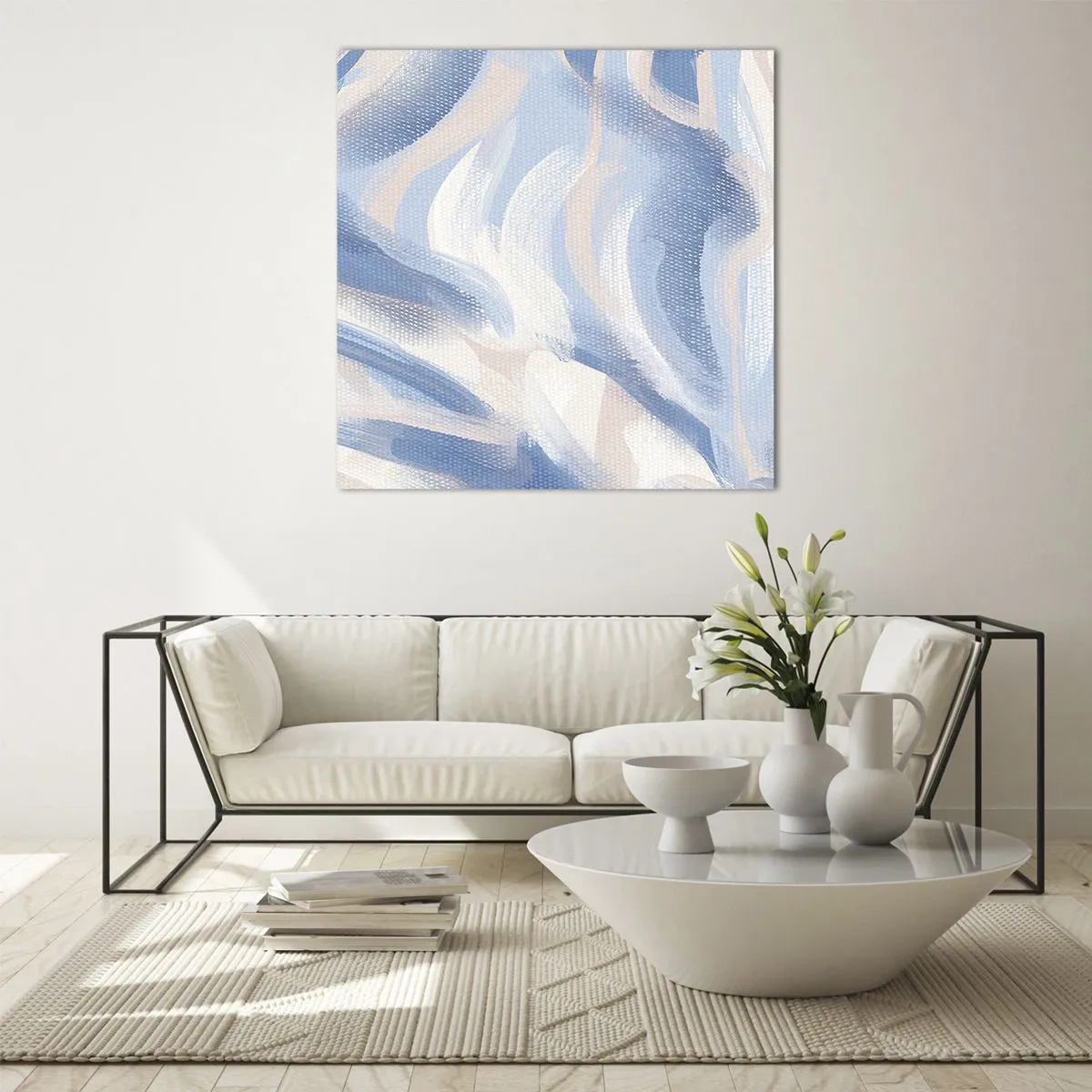 Üveg kép - Kék fodrok - 70x70 cm