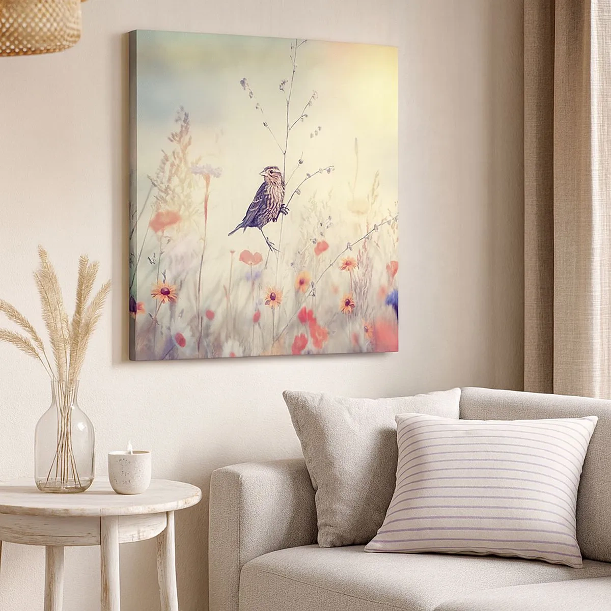 Vászonkép - Madárportré egy réttel a háttérben - 30x30 cm