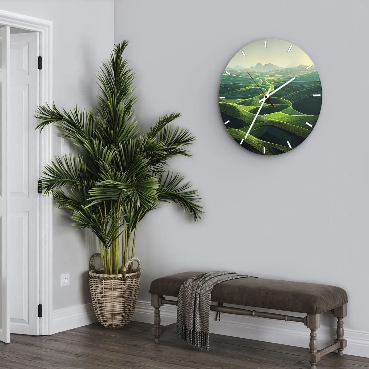 Falióra, Óra - Zöld völgyek és dombok művészi tájképi megközelítésben - 30x30cm - Zöld völgyekben - Modern fali dekoráció nappalihoz, konyhához és hálószobához ARTTOR