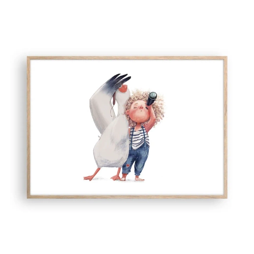 Poszter világos tölgy keretben - Nagy utazási terve - 100x70 cm