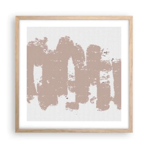 Poszter világos tölgy keretben - Absztrakció lágy rózsaszínben - 50x50 cm