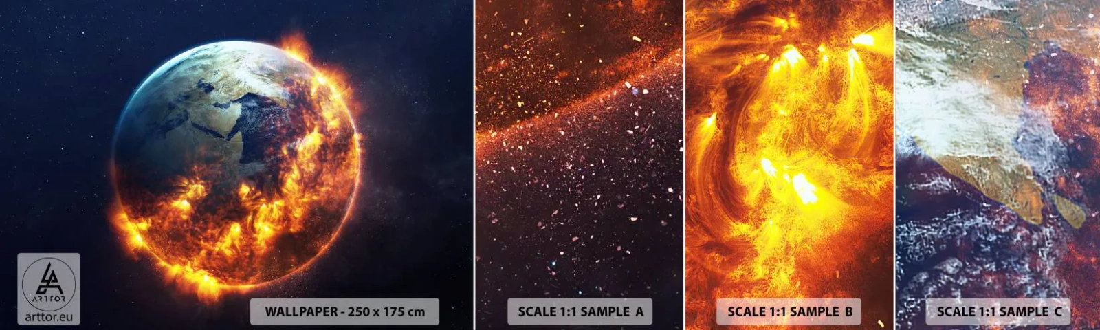 Fotótapéta Minta Öntapadós Deluxe Sticker - Az apokalipszis lángja - Világegyetem, Föld bolygó, A tűz lángjai - 100x30 cm