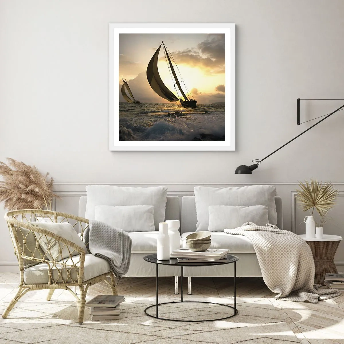 Poszter fekete keretben - Széllel és széllel szemben - 60x60 cm