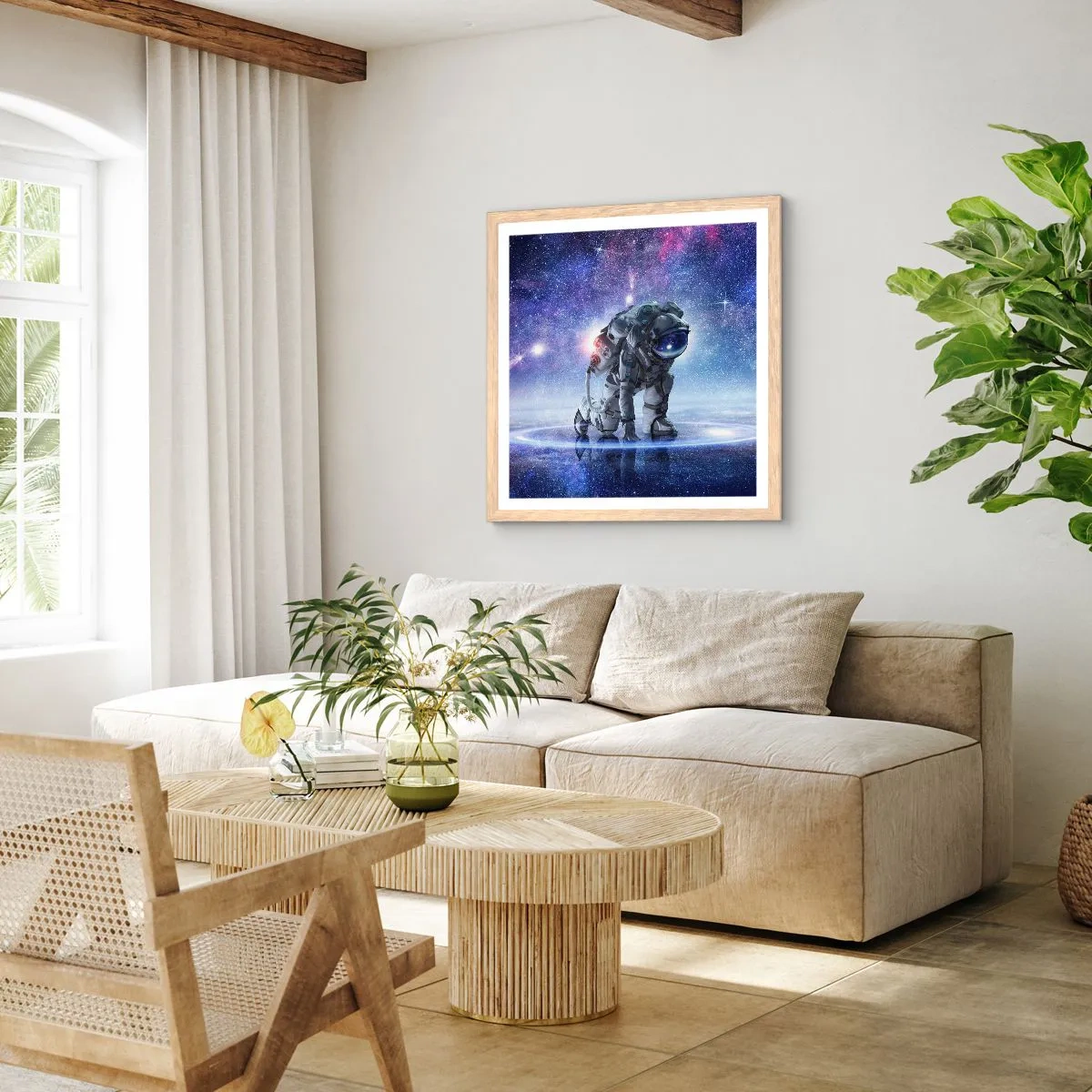 Poszter világos tölgy keretben - A csillagos ég felettem - 40x40 cm