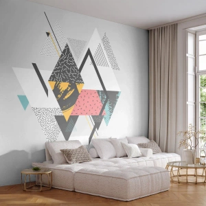 Fotótapéta Premium Sand - Variáció háromszögön és rombuszon - Absztrakció, Darab, Háromszögek - 300x210 cm
