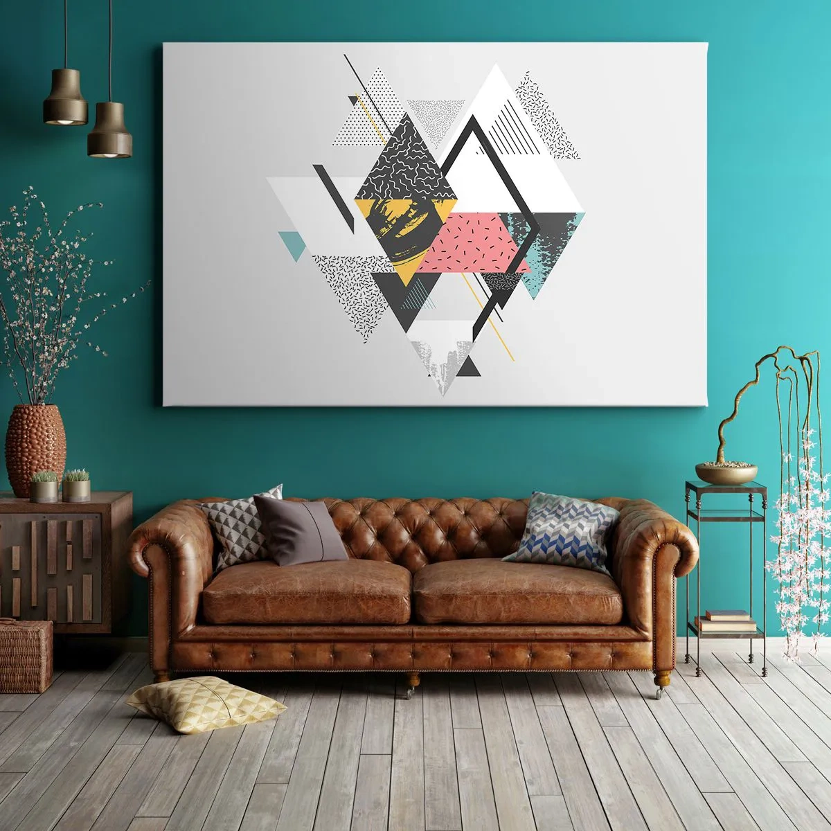 Vászonkép - Geometrikus minták világos háttéren - 70x50cm - Variáció háromszögön és rombuszon - Modern fali dekoráció nappalihoz és hálószobához ARTTOR