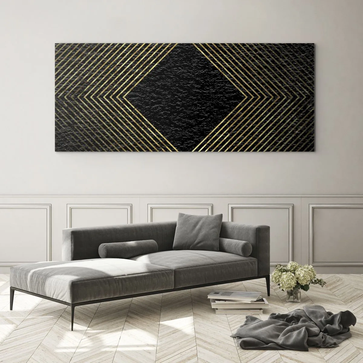 Üveg kép - Geometria glamour stílusban - 140x50 cm