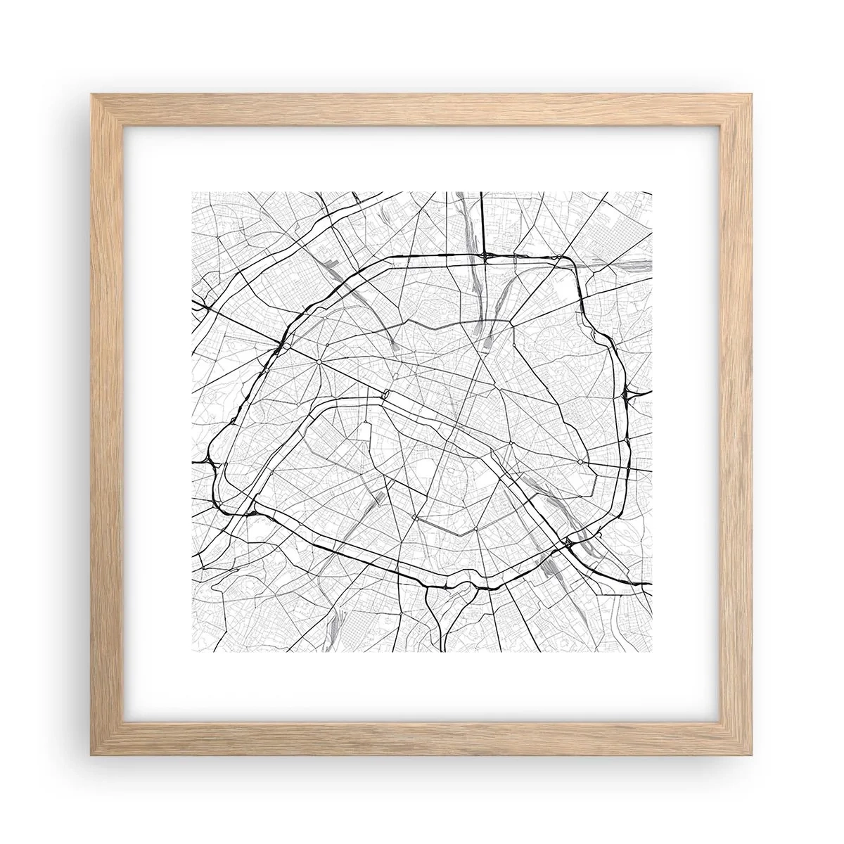 Poszter világos tölgy keretben - Párizs virága - 30x30 cm