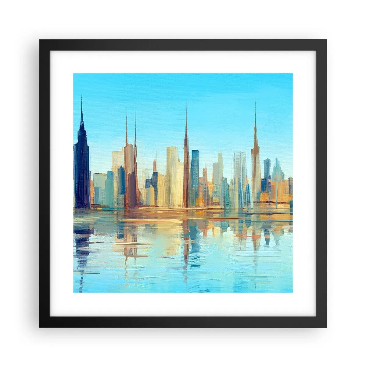 Poszter fehér keretben - Napfényes metropolisz - 40x40 cm