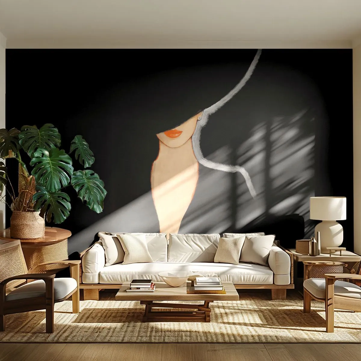 Fotótapéta Premium Sand - Elegancia és stílus - Nő Kalapban, Divat, Darab - 100x70 cm