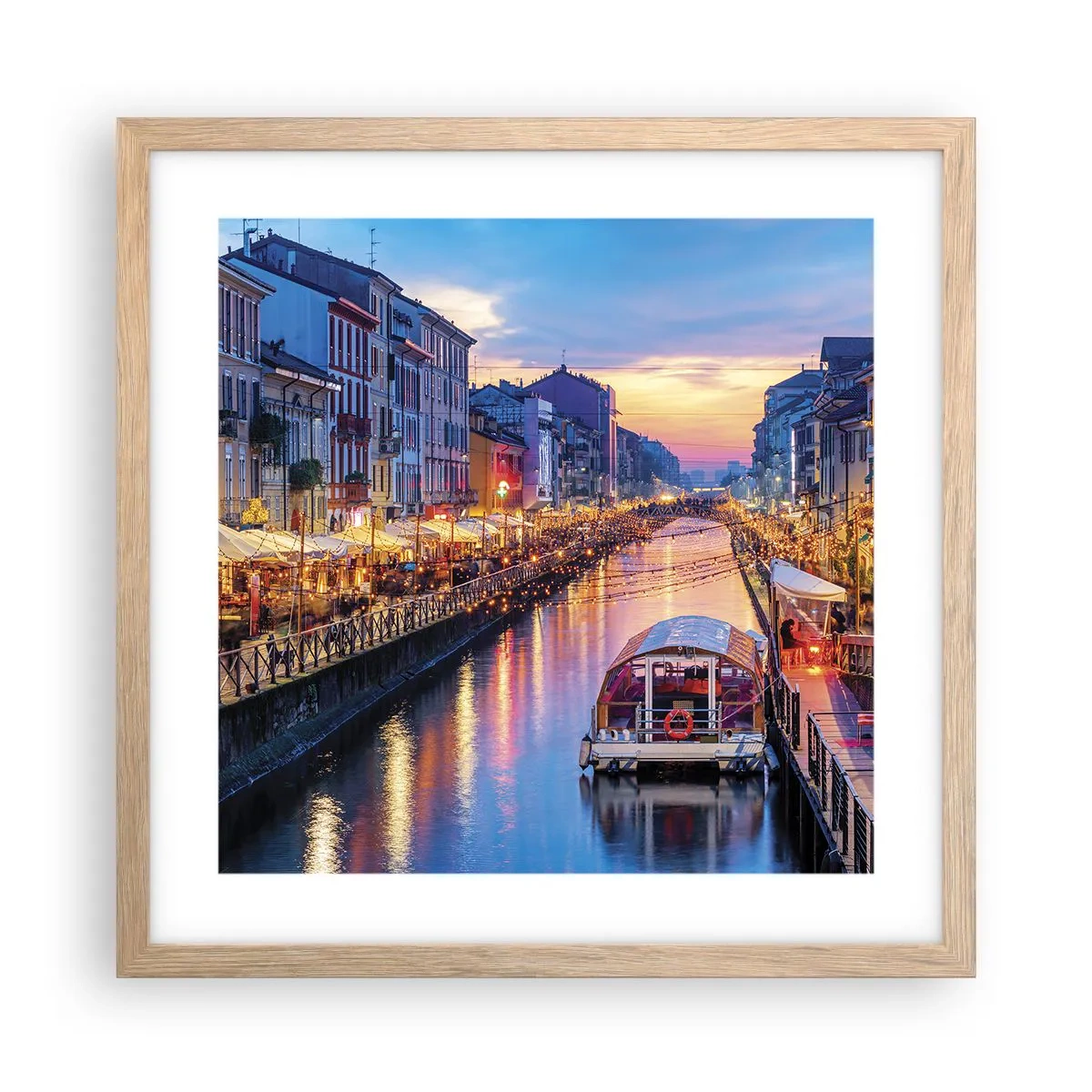 Poszter világos tölgy keretben - Fény és öröm estéje - 40x40 cm