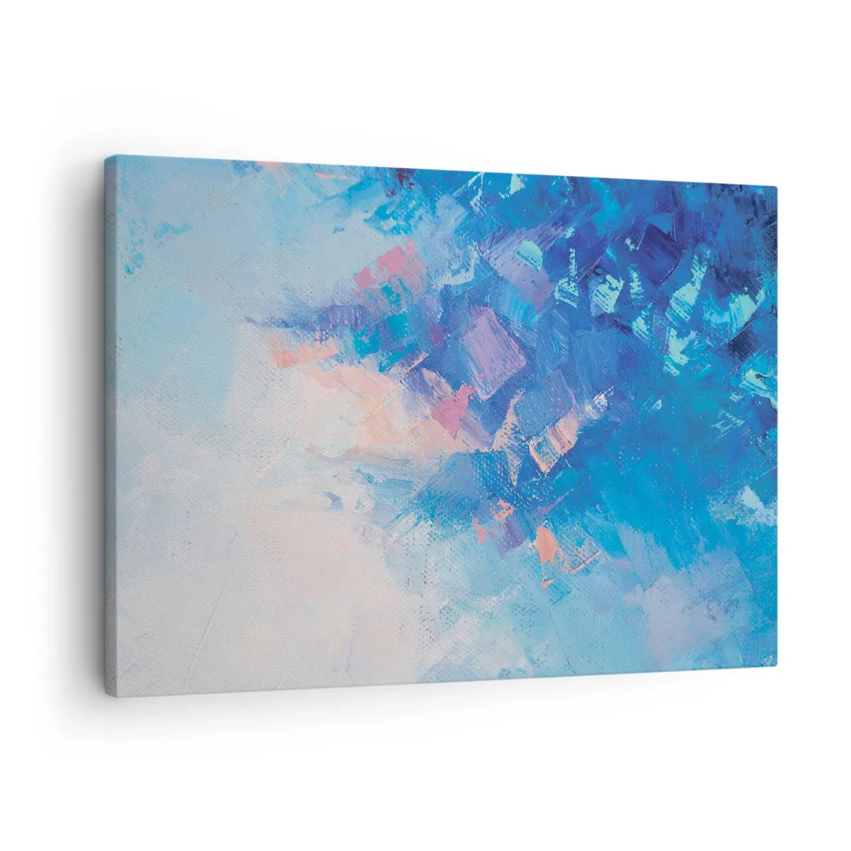 Vászonkép - Absztrakt kompozíció kék és rózsaszín árnyalatokban - 70x50cm - Téli absztrakció - Modern fali dekoráció nappalihoz és hálószobához ARTTOR
