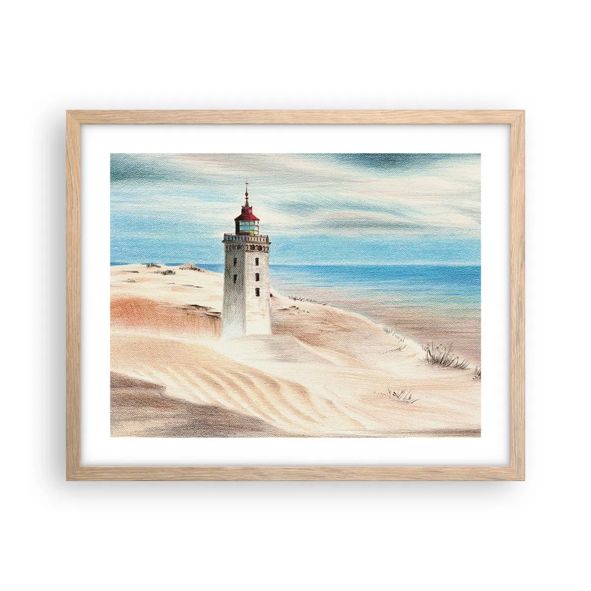 Poszter világos tölgy keretben - Mindig a tengert bámulva - 50x40 cm