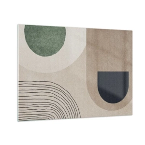 Üveg kép - Absztrakt geometriai alakzatok visszafogott színekben - 70x50cm - Egy ovális szelídsége - Modern fali dekoráció nappalihoz és hálószobához ARTTOR